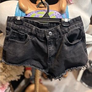 SHEIN Black Jean Shorts Distressed High-Waisted